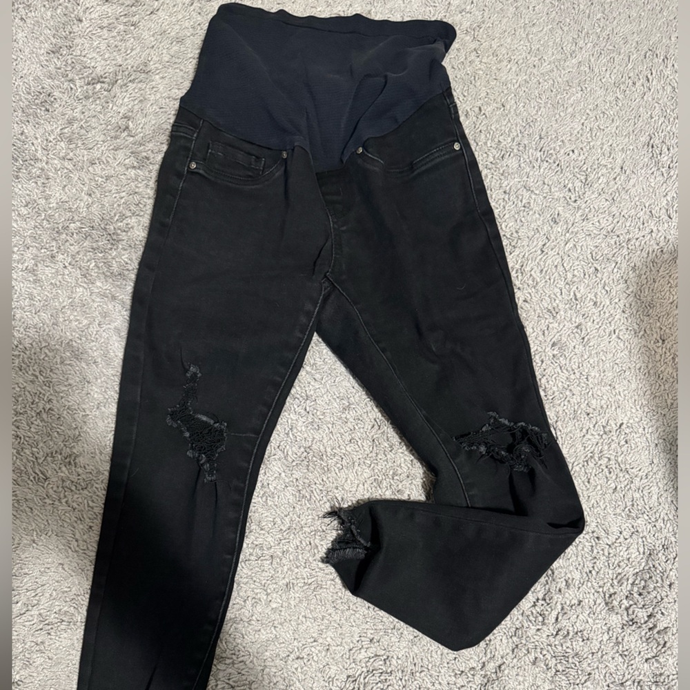 Women's maternity Black Distressed Skinny Jeans